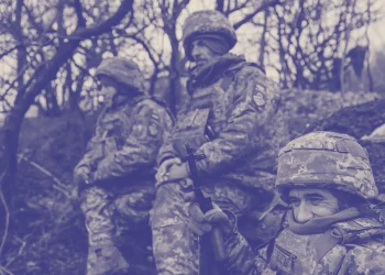 A group of soldiers in military gear. Source photograph by Scott Peterson / Getty Donald Trump assumed office on Monda