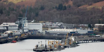 HMNB Clyde във Фаслейн, помещава всяка подводница на Кралския флот, включително кораби, въоръжени с подводници Trident. Снимка: Джеф Дж. Мичъл/Гети