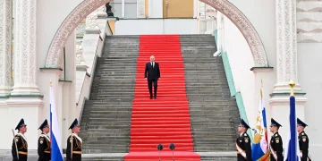 Руският президент Владимир Путин пристига, за да говори в Кремъл в Москва на тази снимка, предоставена от Sputnik на 27 юни 2023 г. Сергей Гунеев/Sputnik чрез AP