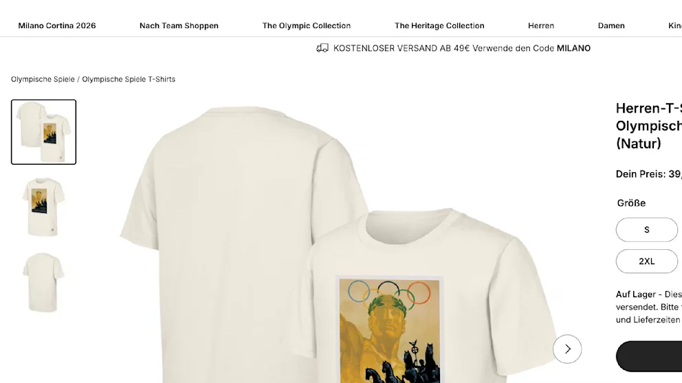 Тениската на страницата на фен магазина Снимка: shop.olympics.com