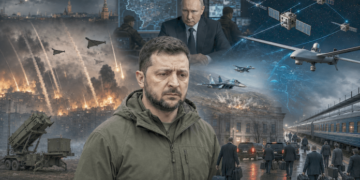 Mens russiske missiler, droner og bombefly øker presset mot Ukraina, setter Rassvet og elektronisk krigføring ytterligere press på ukrainske sambandssystemer. Samtidig vokser spørsmålet om hvor lenge vestlige diplomater kan bli værende i Kiev. KI-generert illustrasjon.